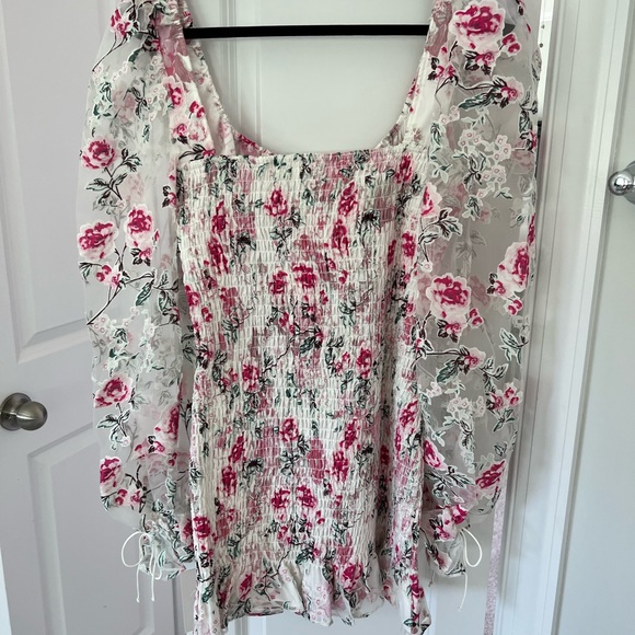 For Love and Lemons Lovell Burnout Smocked Mini Dress size L - Picture 2 of 4